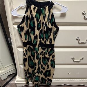 David Meister Leopard Print Halter Dress